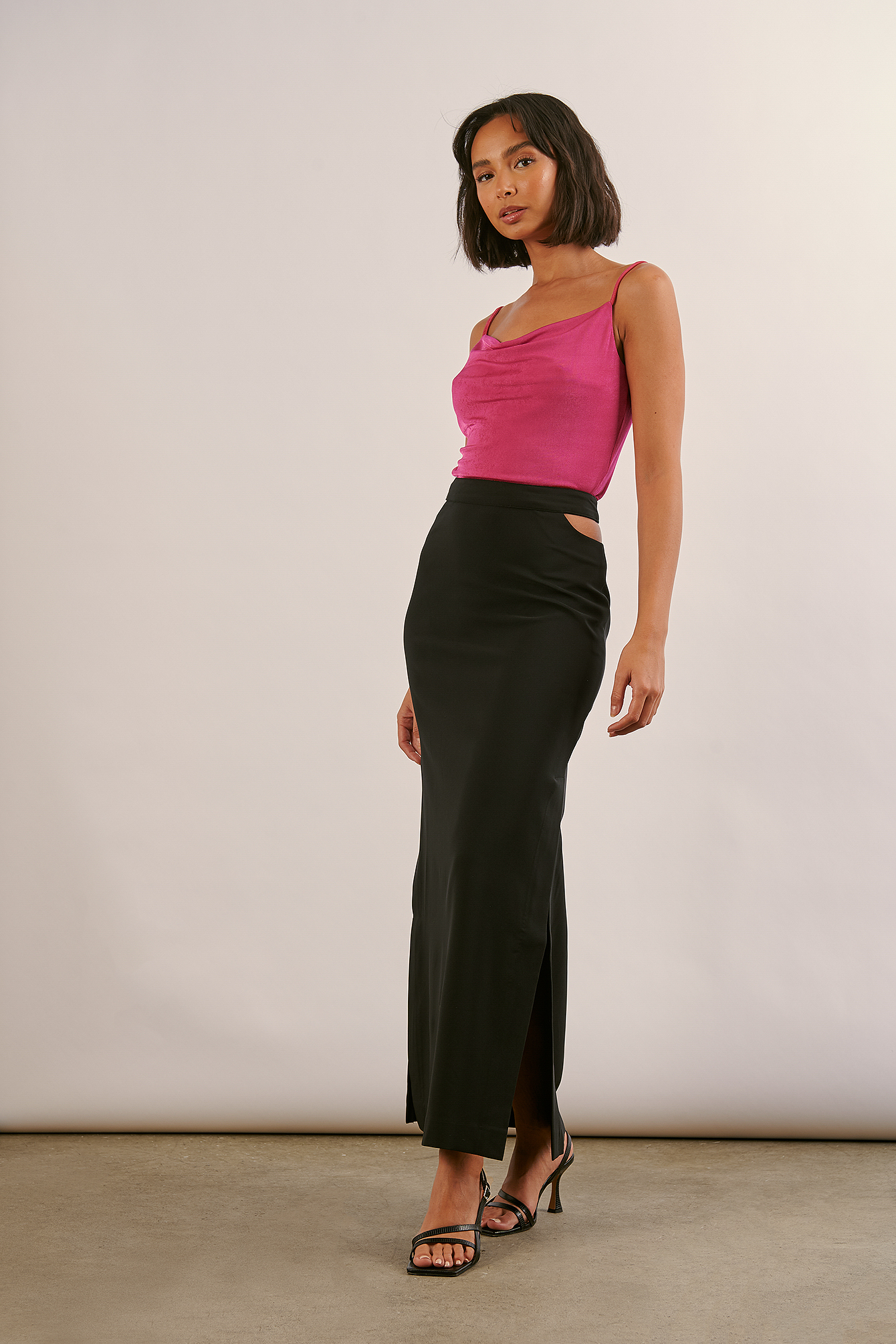 Recycled Cut Out Maxi Skirt Black | na ...